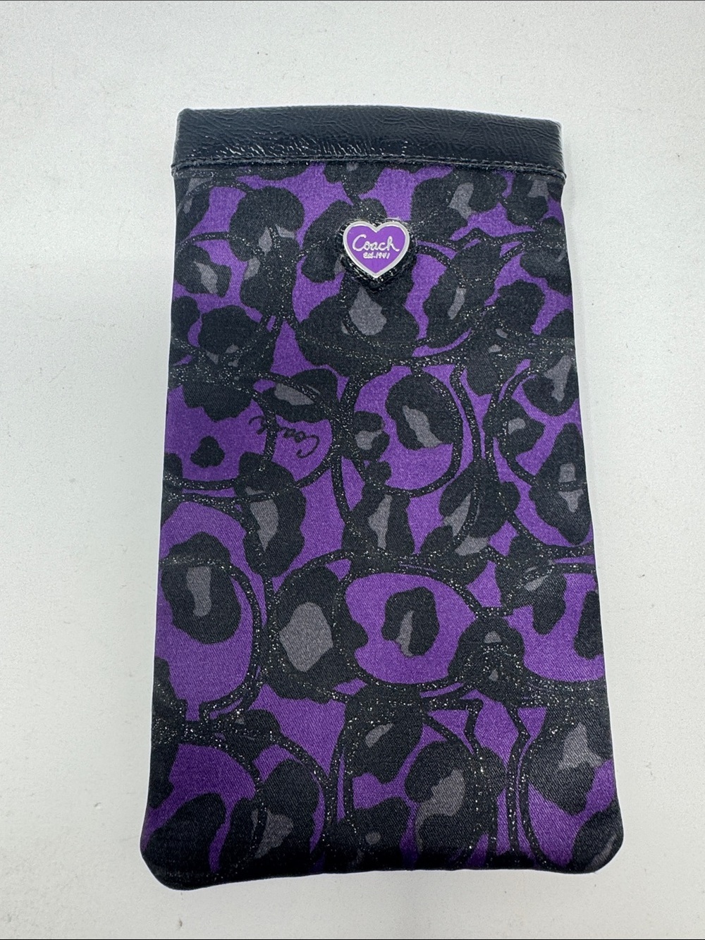 COACH DAISY POPPY OCELOT LEOPARD EYEGLASS CASE SLEEVE